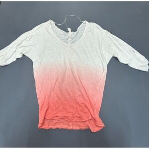 We The Free by Free People Ombre Tee Women's Medium White Pink Linen Blend Boho